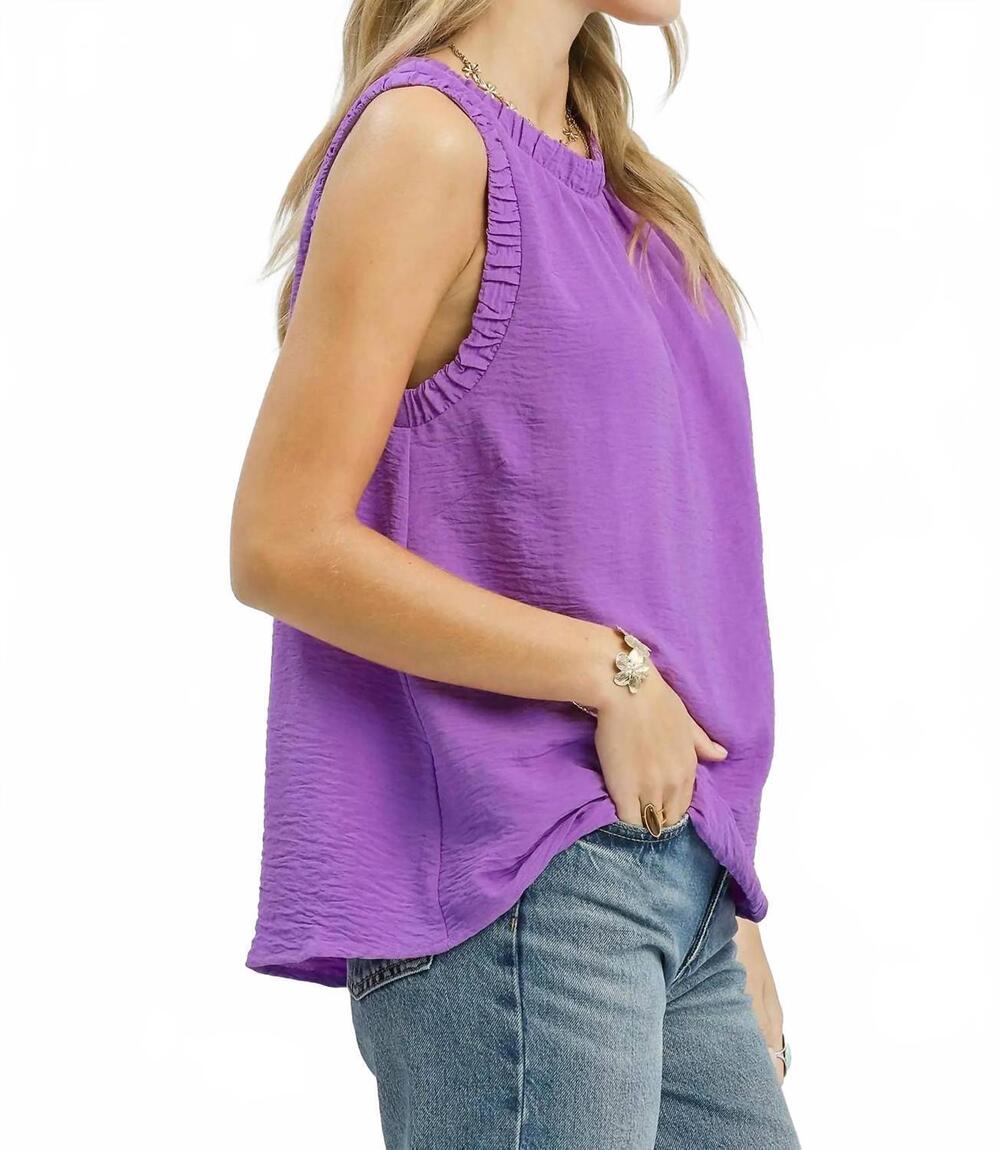 NEW UMGEE ruffled neck sleeveless top in purple - Picture 4 of 4